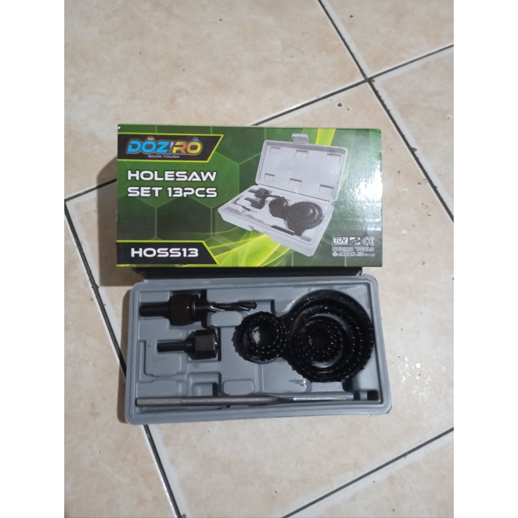 Hole saw set 13pcs mata bor buat lubang pada kayu gypsum MDF PVC dan lainnya