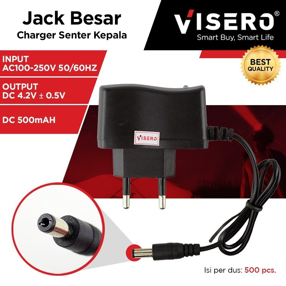 Charger Senter Kepala / Headlamp Visero (Jack Besar) Cas senter