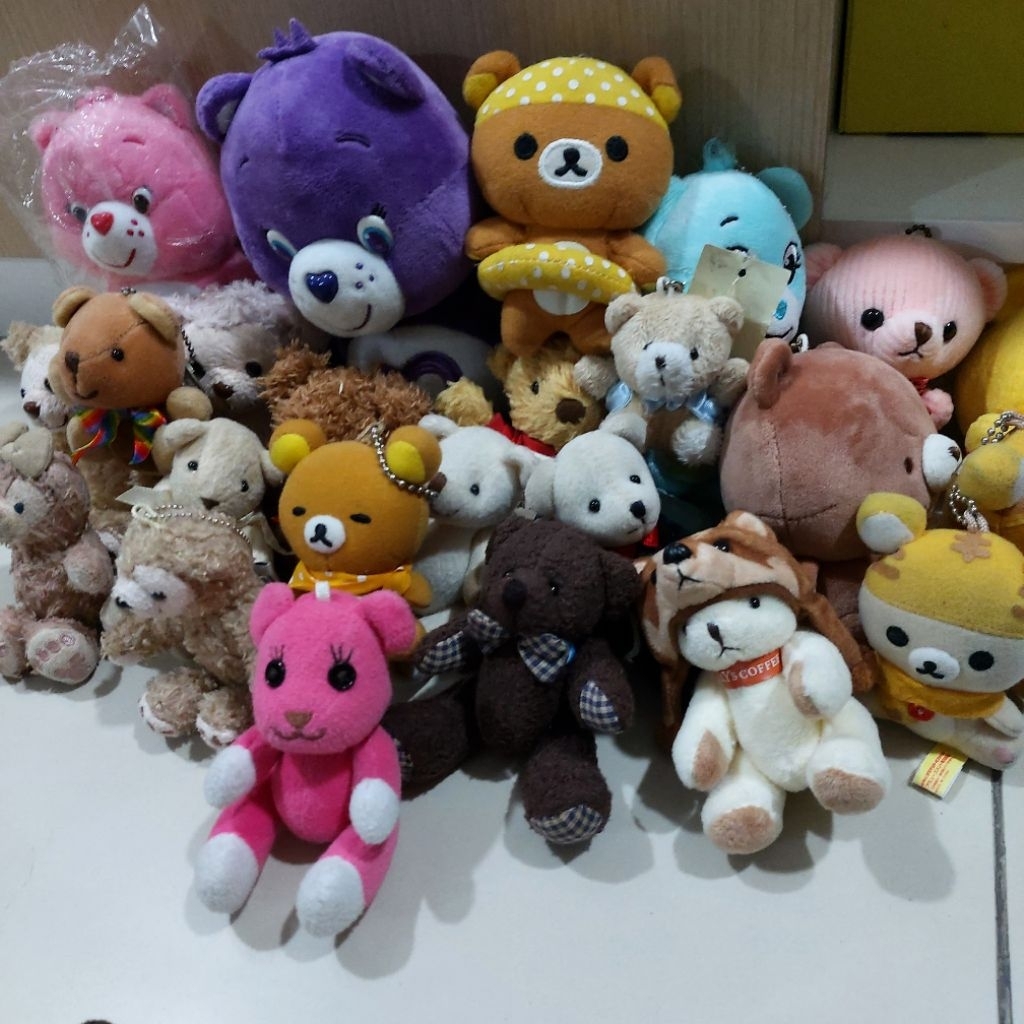 Teddy Bear , Care Bear, Tully's Coffee , Bear vintage plushie ganci hadiah birthday ulangtahun anak