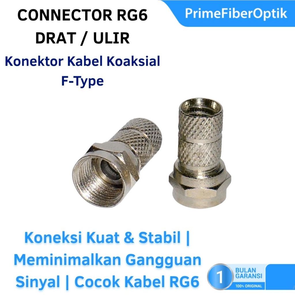 Connector RG6 Drat CATV Falcom 1 PACK – Konektor Koaksial Presisi untuk Instalasi TV Kabel & Interne