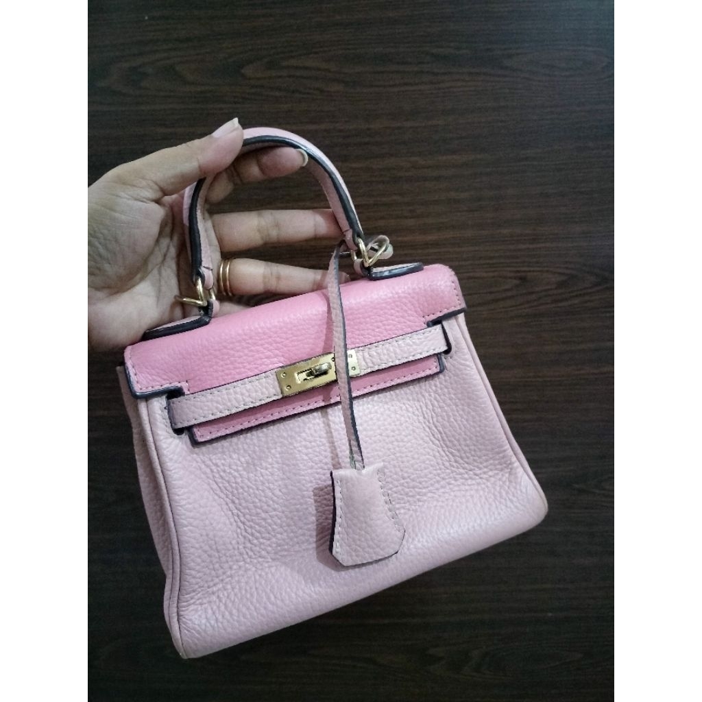 tas kulit selempang mini H3rmes 2 warna lengkap tali panjang