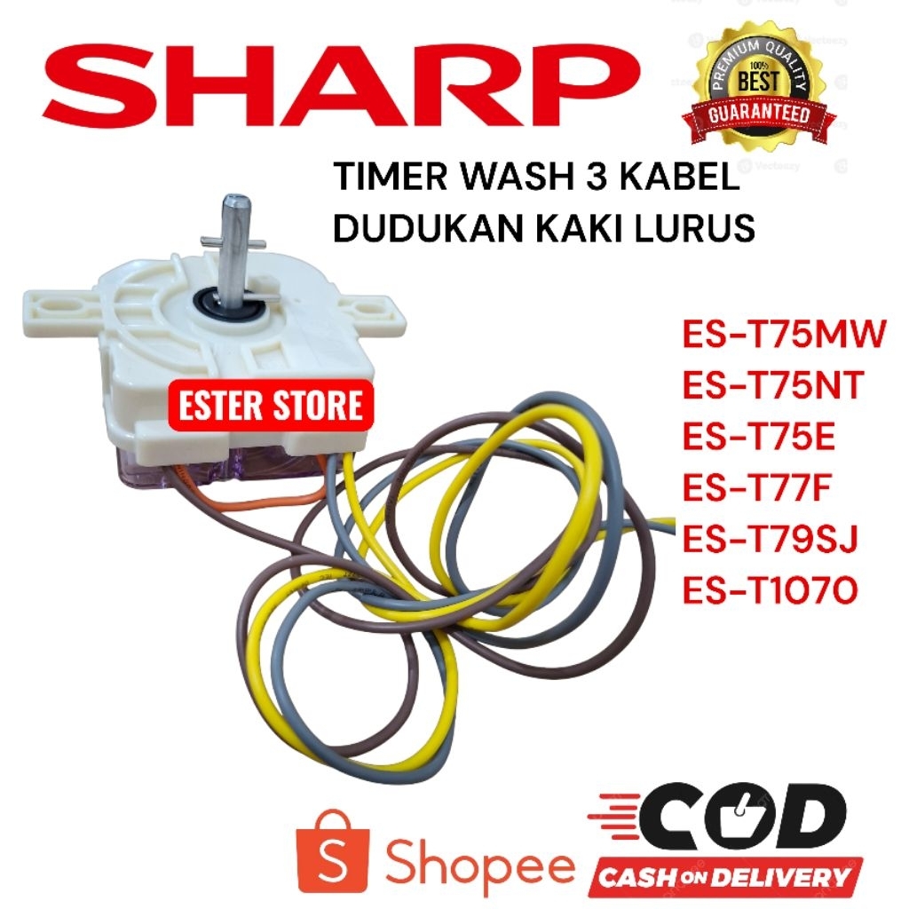 Timer Wash 3 kabel Mesin cuci Sharp 2 tabung ES-T75MW ES-T75NT ES-T77F ES-T75E ES-T79SJ Timer pencuc