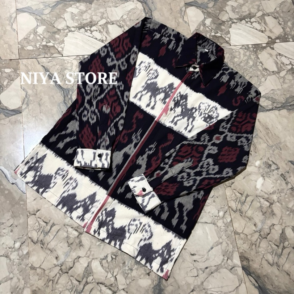 KEMEJA CASUAL | Tenun Blanket Tradisional Etnik Motif Sumba Kemeja Pria Casual