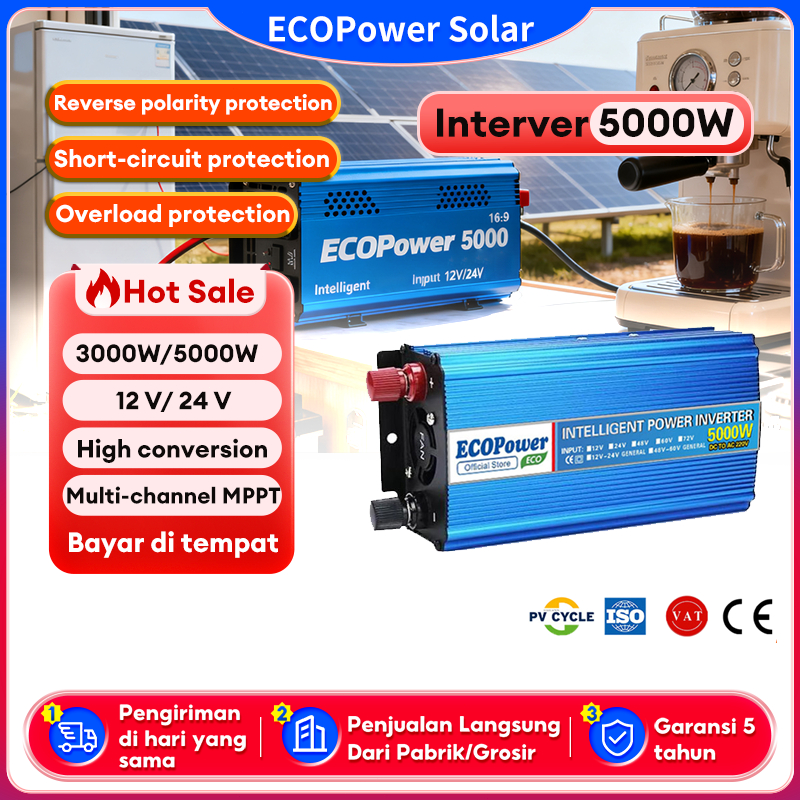 Power Inverter Pure Sine Wave (PSW) 12V/24V 3000/5000 Watt DC to AC Mitsuyama Electricity Saver