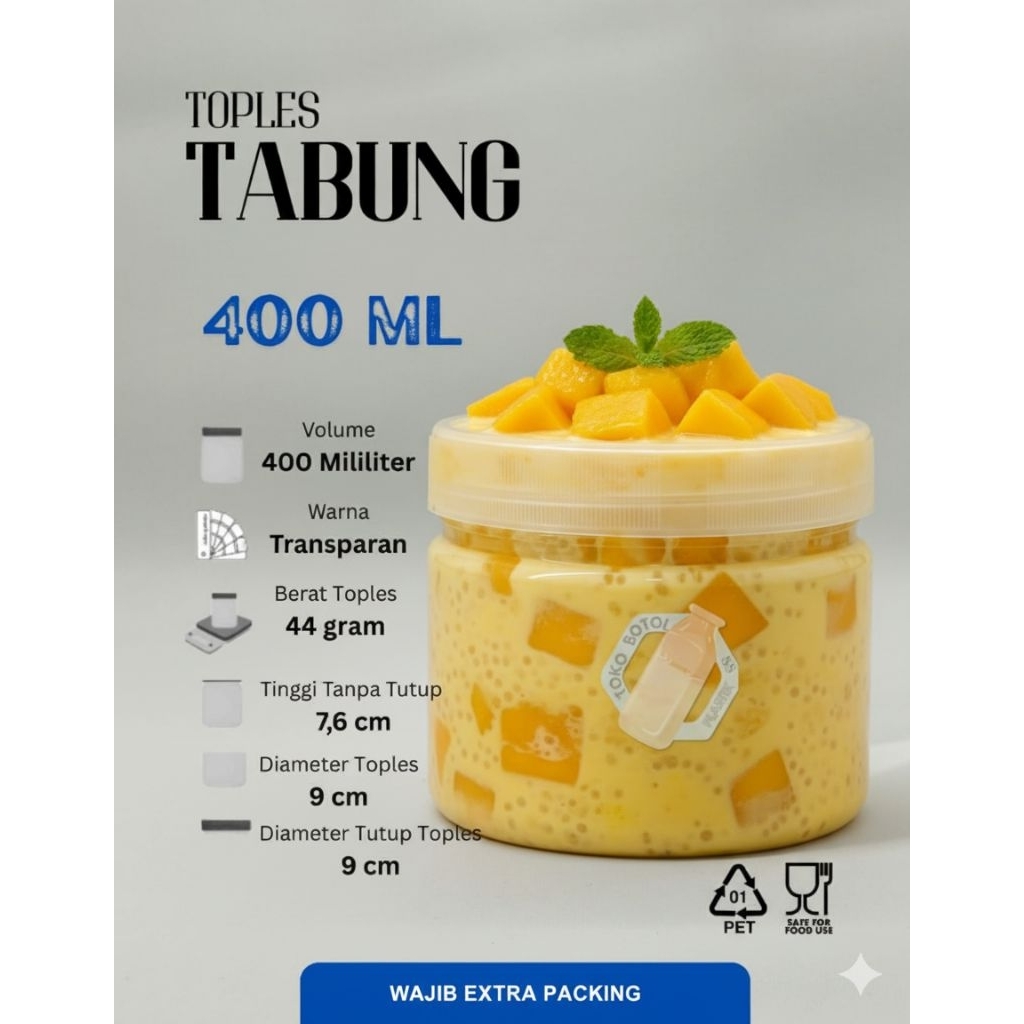 Toples Tabung 400ml / Toples Plastik Tabung 400ml / Toples Plastik Kue 400ml / Toples Kue Kering 400