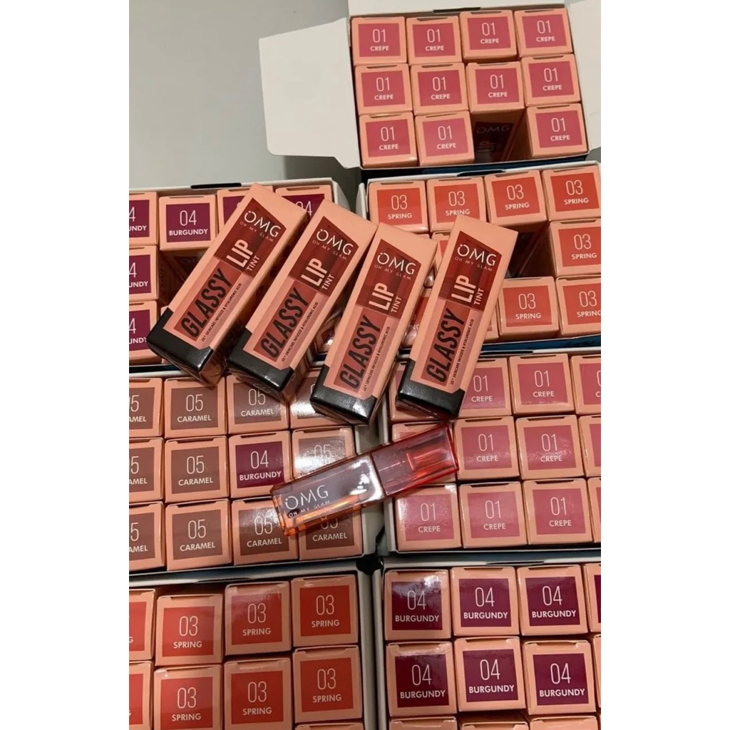OMG OH MY GLAM Glassy Lip Tint 2g - Lip Tint Warna Intense Tahan 12 Jam, Skincare Infused OMG