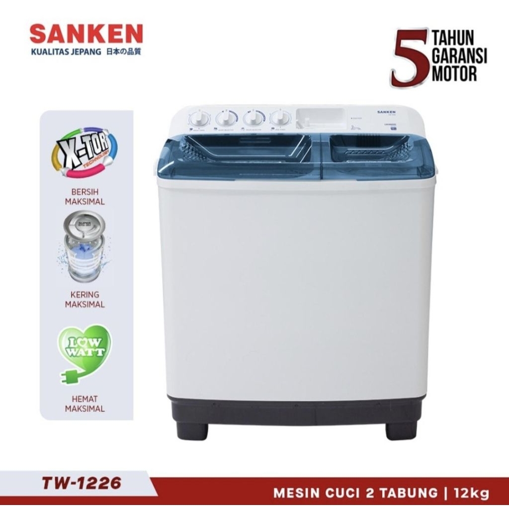 MESIN CUCI SANKEN 12KG 2TABUNG TW 1226