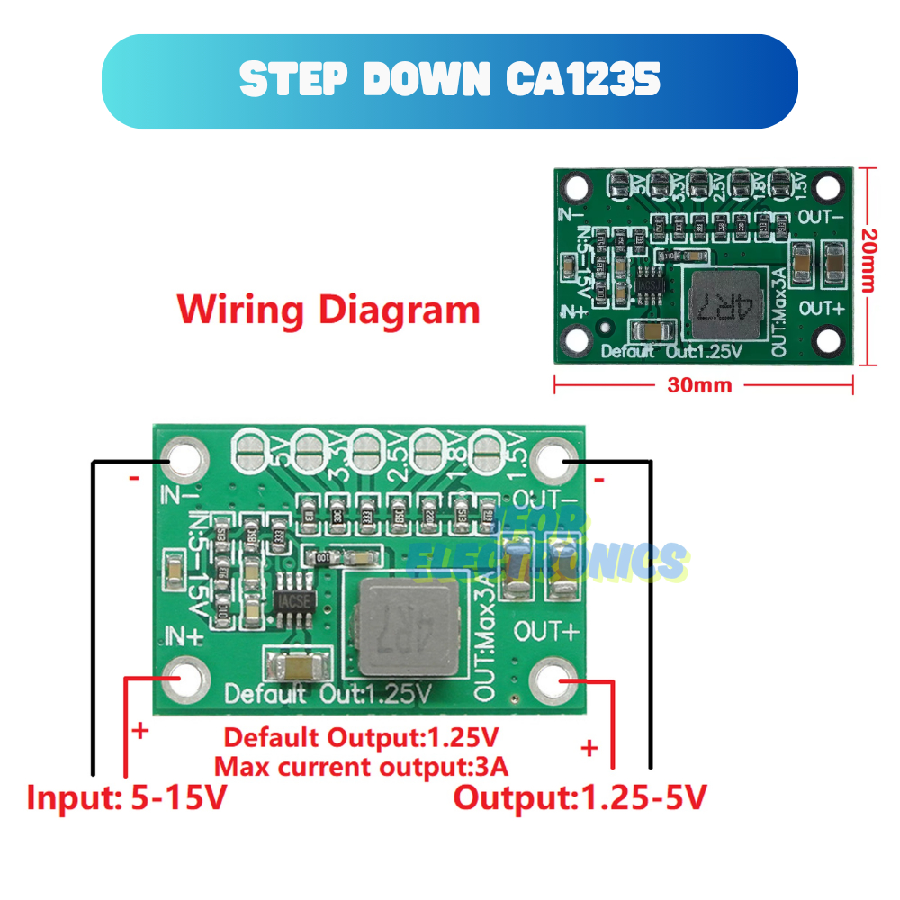 CA-1235 MP1495 3A DC-DC Buck Converter Step Down Selectable Output 1,5V/1,8V/2,5V/3,3V/5V POWER SUPP