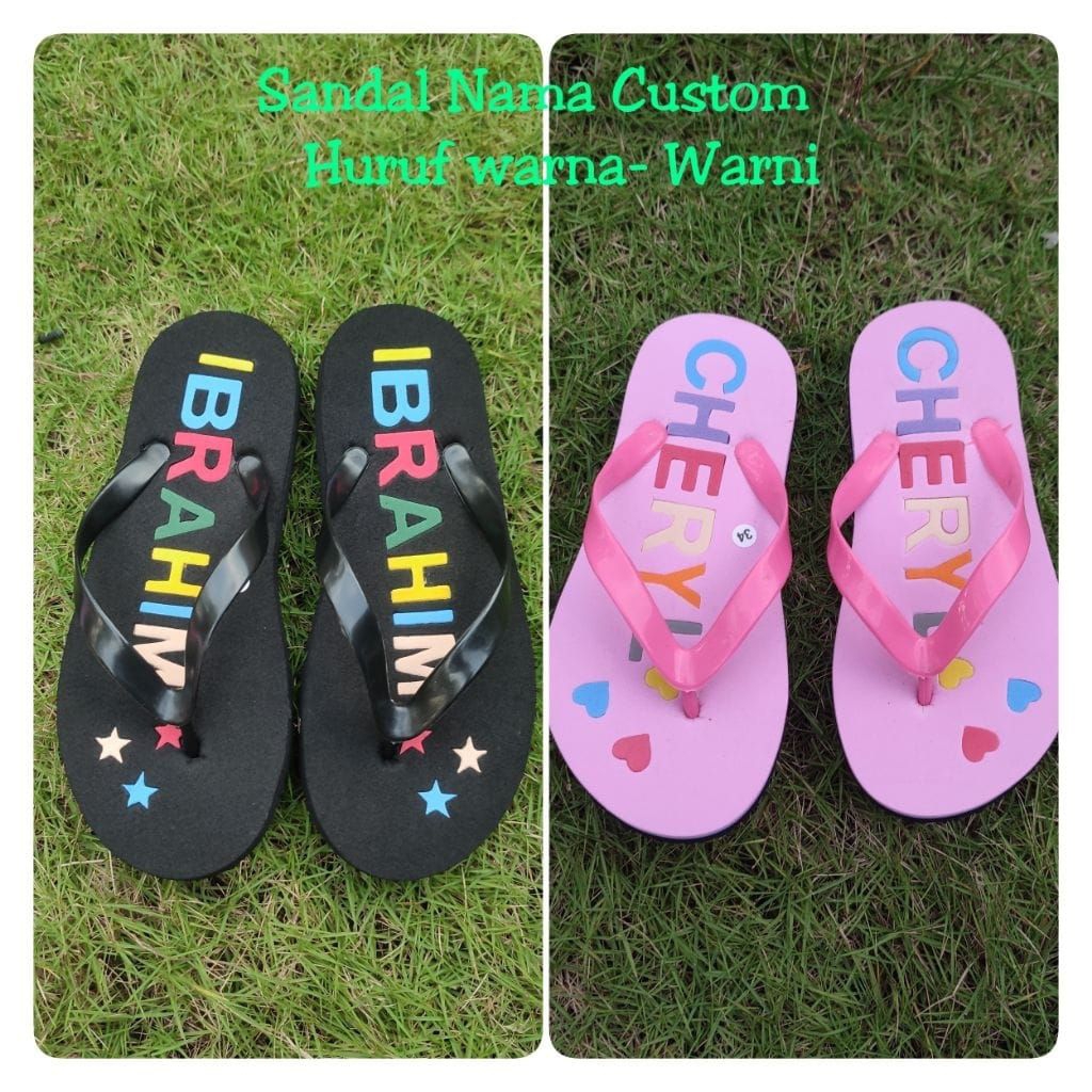 Sandal Nama Custom Warna Warni Outsole Karet
