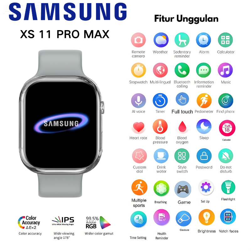 BestPromo 100% Asli Samsung Smartwatch Xs 11 Pro Max Gps Nfc Ip68 Waterproof Bluetooth Call Jam