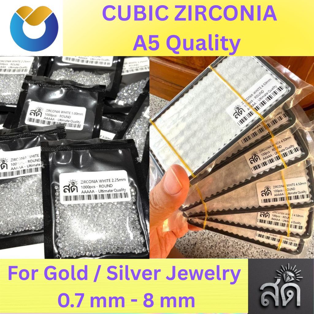 Cubic Zirconia A5 ORIGINAL 0.7 mm - 3 mm High Quality Synthetic Diamond Zircon Round Shape White Zir