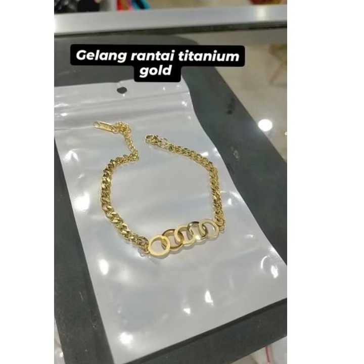 gelang rantai titanium gold plat roda