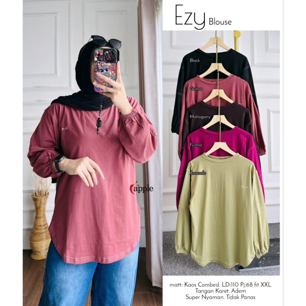 EZY BLOUSE (ATASAN WANITA JUMBO KAOS COMBED) APPLE