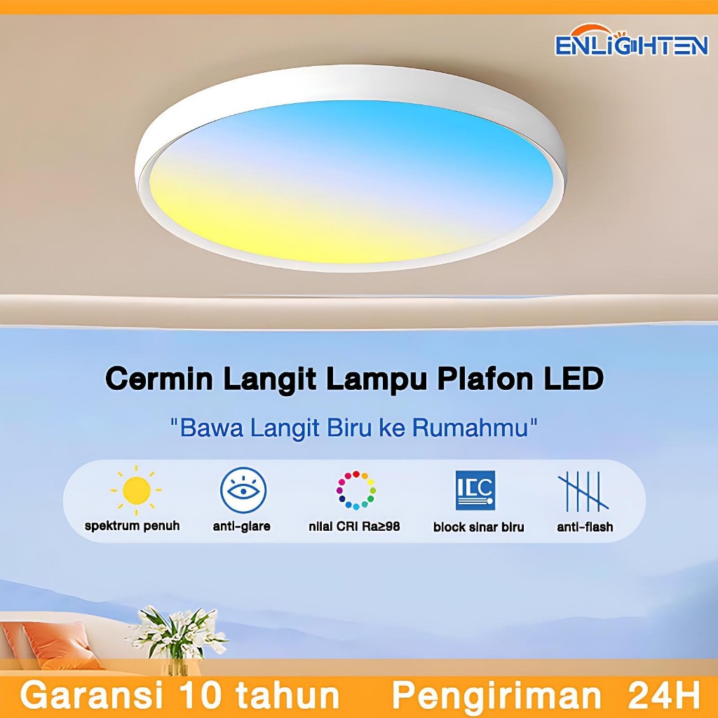 Lampu Plafon LED lampu plafon minimalis  RGB Cermin Langit 48W Ceiling Lampu hiasan kamar aesthetic 