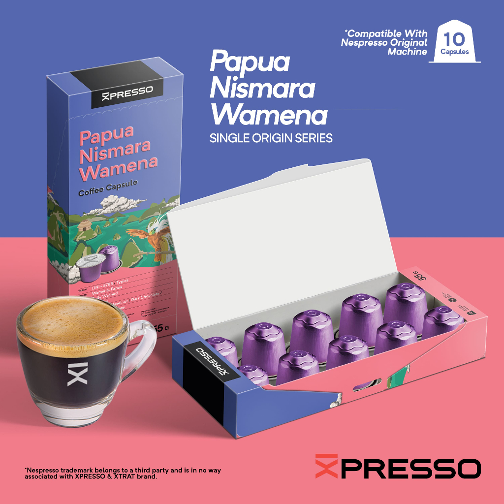 XPRESSO Kopi Kapsul - Papua Nismara Wamena - Nespresso Coffee Capsules Compatible - 10 capsule per b