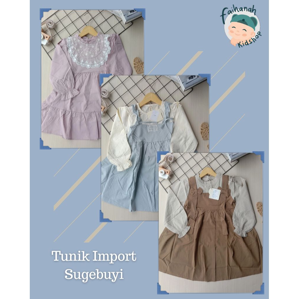 Overall Dress Anak Perempuan Import/ Overall Dress Anak Korean Style / Tunik Dress Anak 2-6 Tahun