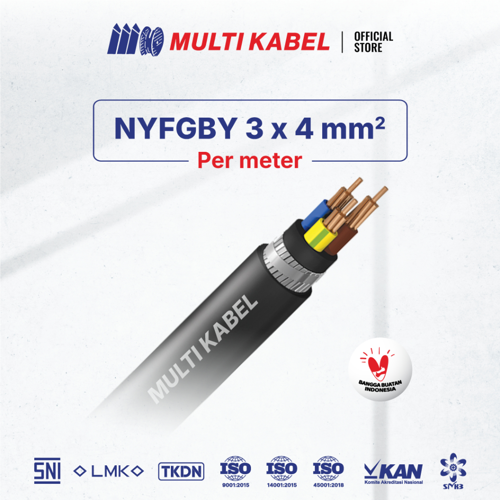 MULTI KABEL-Kabel NYFGbY 3x4 mm²-Hitam-Permeter