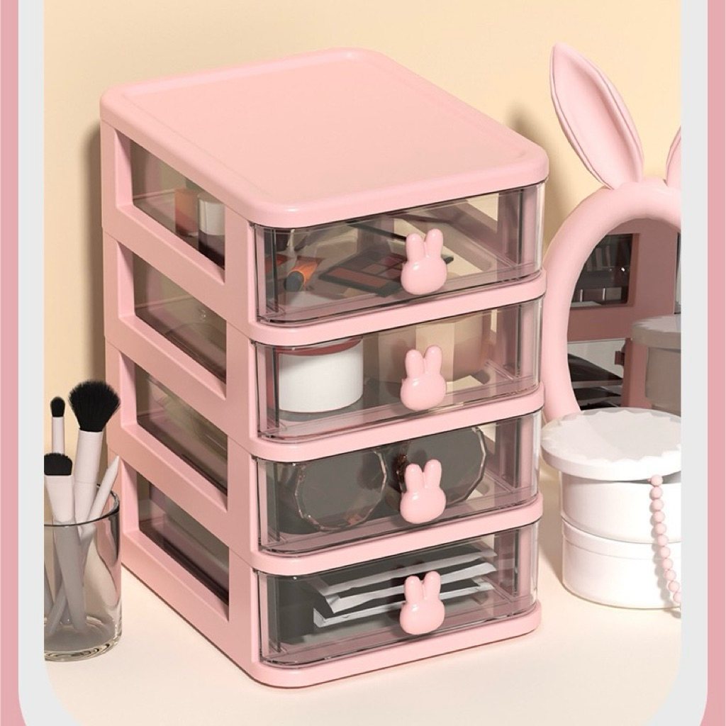 Laci Kosmetik | Laci Susun Plastik - Rak Kosmetik 3 Susun - Rak Kosmetik Mini 4 Susun - Kotak Penyim