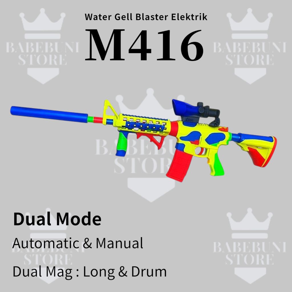 Mainan Anak Cowok Tembak Luar Ruangan M416 Water Gell Blaster