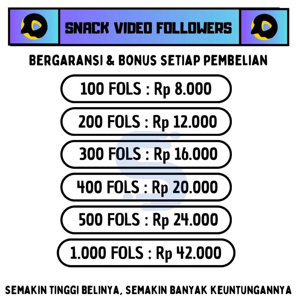 Snack Video Followers | Bergaransi | Bonus ++