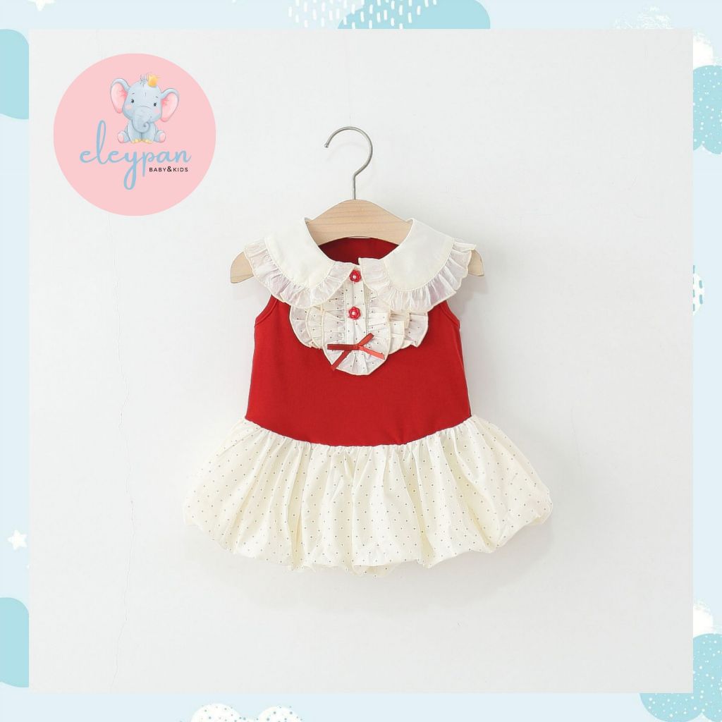 Baju Merah Anak Perempuan 3 Bulan - 3 Tahun Dress Babydoll Mini Dress Tanggung Anak Cewek Fashion OO
