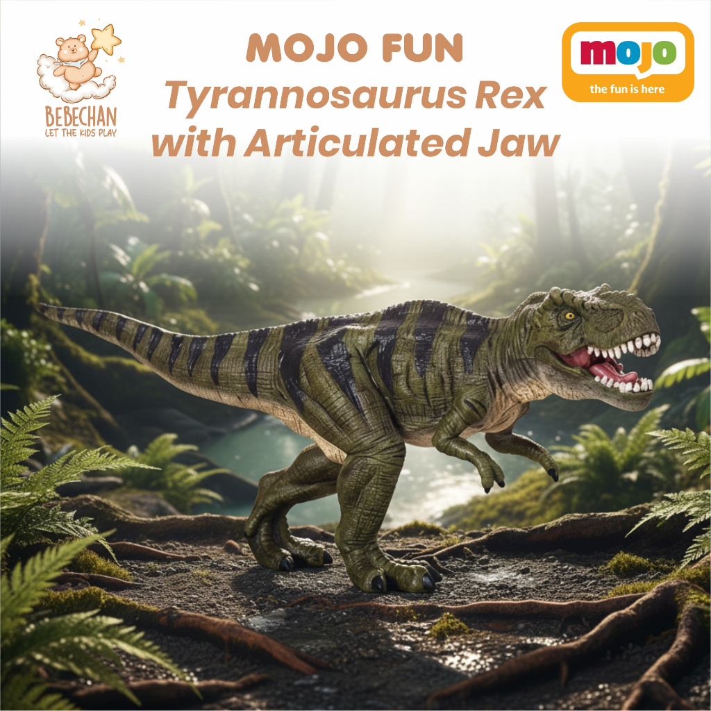 BEBECHAN - Mojo Fun Tyrannosaurus Rex with Articulated Jaw Miniatur Hewan Action Figure