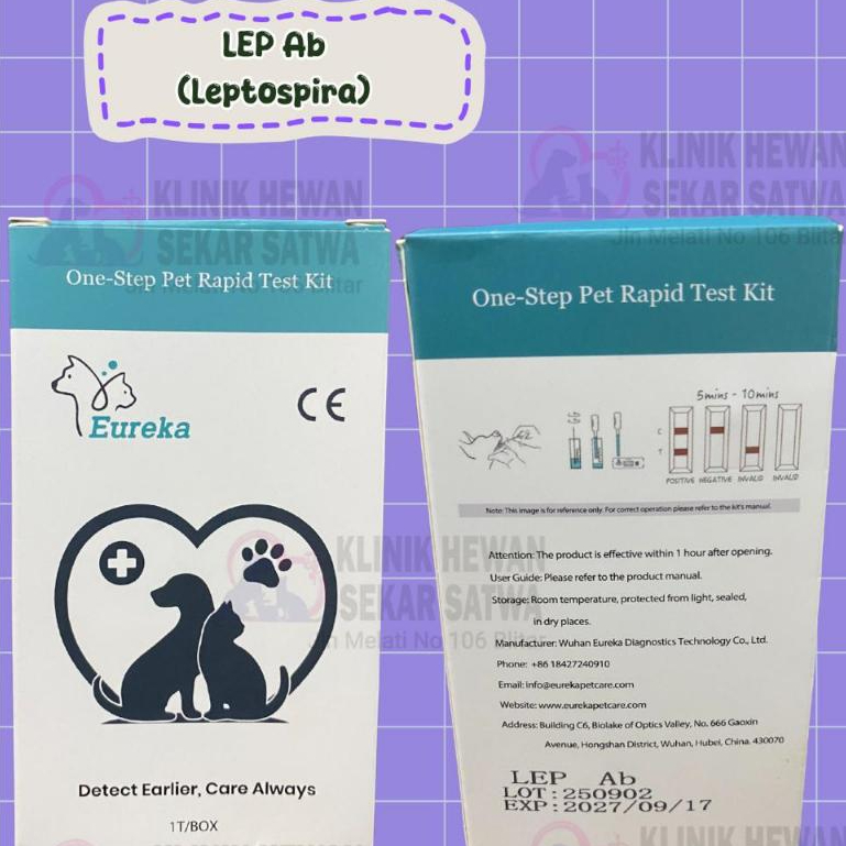 Eureka One-Step Pet Rapid Test Kit LEP Ab (Leptospira) Alat test Kit Virus Leptospira