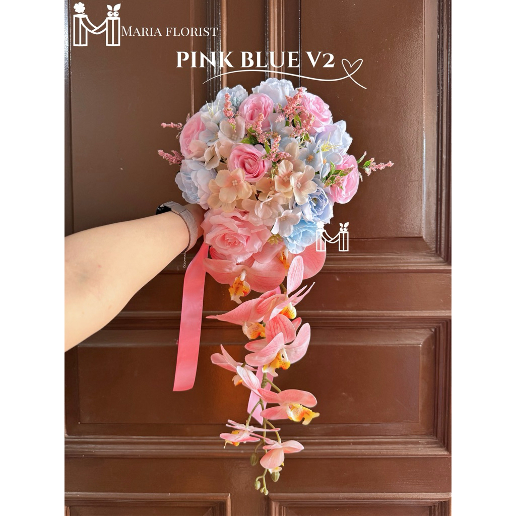 Wedding Handbouquet Juntai Casade Buket Bunga Pernikahan Artificial - Buket Pengantin Anggrek - Buke