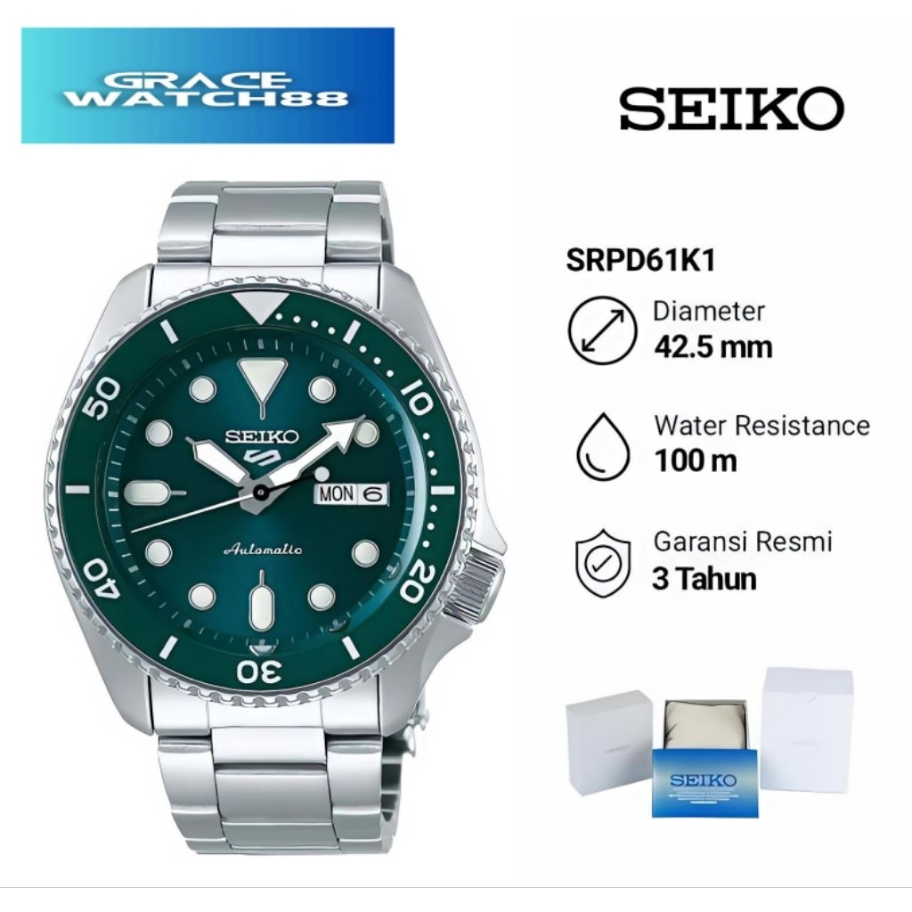 Jam tangan pria seiko 5 sport SRPD61K1 Automatic seiko original Automatic srpd61k1 original garansi 