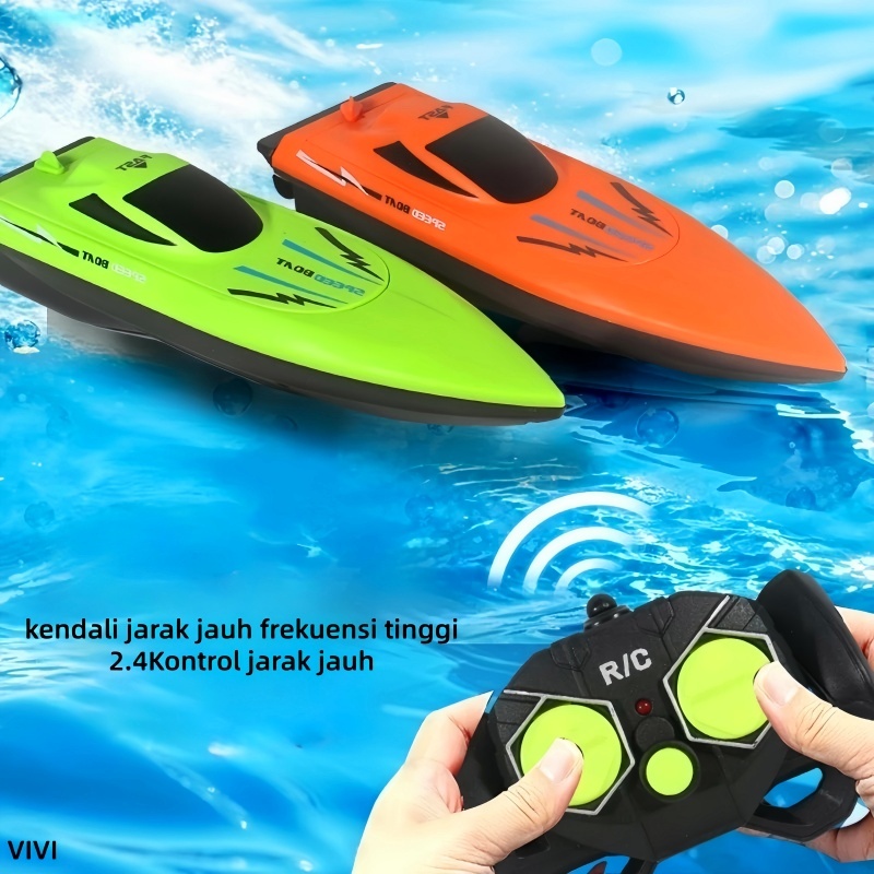 VIVI  Mainan Kapal Cepat Remote Control 2.4G - Perahu Air dengan Kendali Jarak Jauh, Hadiah Seru unt