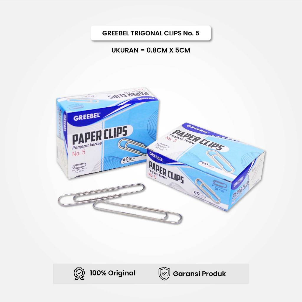 Greebel Trigonal Clip Klip Penjepit Kertas Segitiga Paperclip NO. 5 (50MM) (BOX)