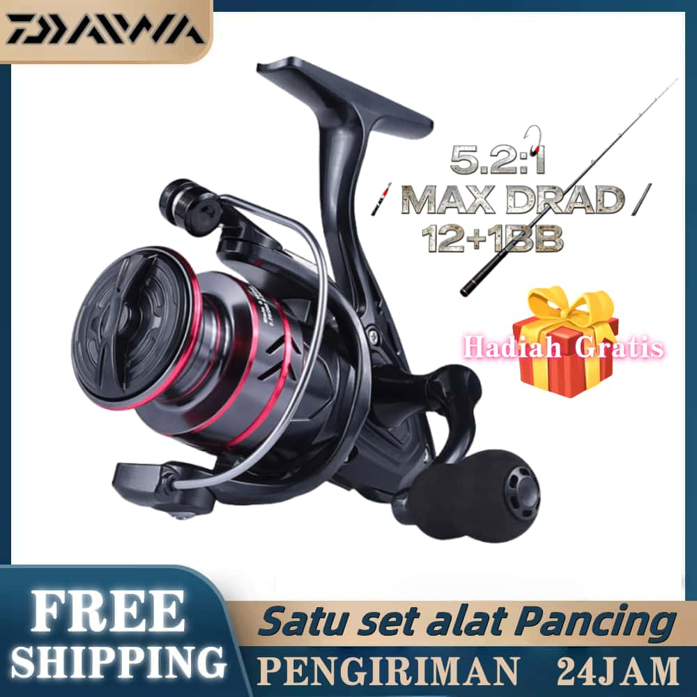 Reels Pancing Spinning HB1000-7000 MAX Drag 30kg 5.2:1 Mesin Casting Murah CNC Handle Spinning Rod