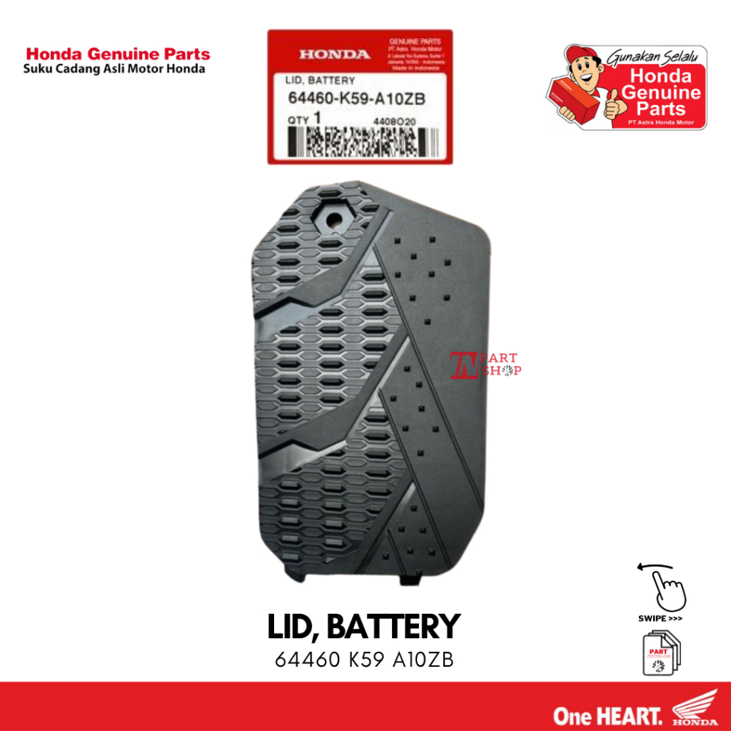 Cover Tutup Accu / Battre (Lid, Battery) - Vario 125 K60 & 150 K59 / 64460-K59-A10ZB