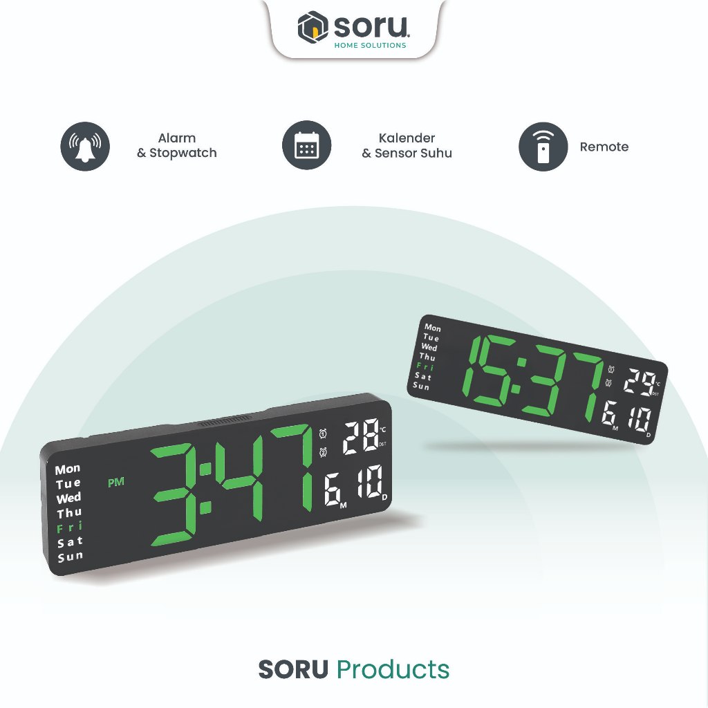 SORU - Jam Dinding Digital Smart Alarm LED - Digital Clock Modern Minimalis