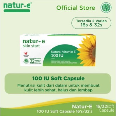 Natur-E 100 IU Suplemen Kulit isi 16 Kapsul / NATUR E / Natural / Vitamin E / Suplemen / Kecantikan