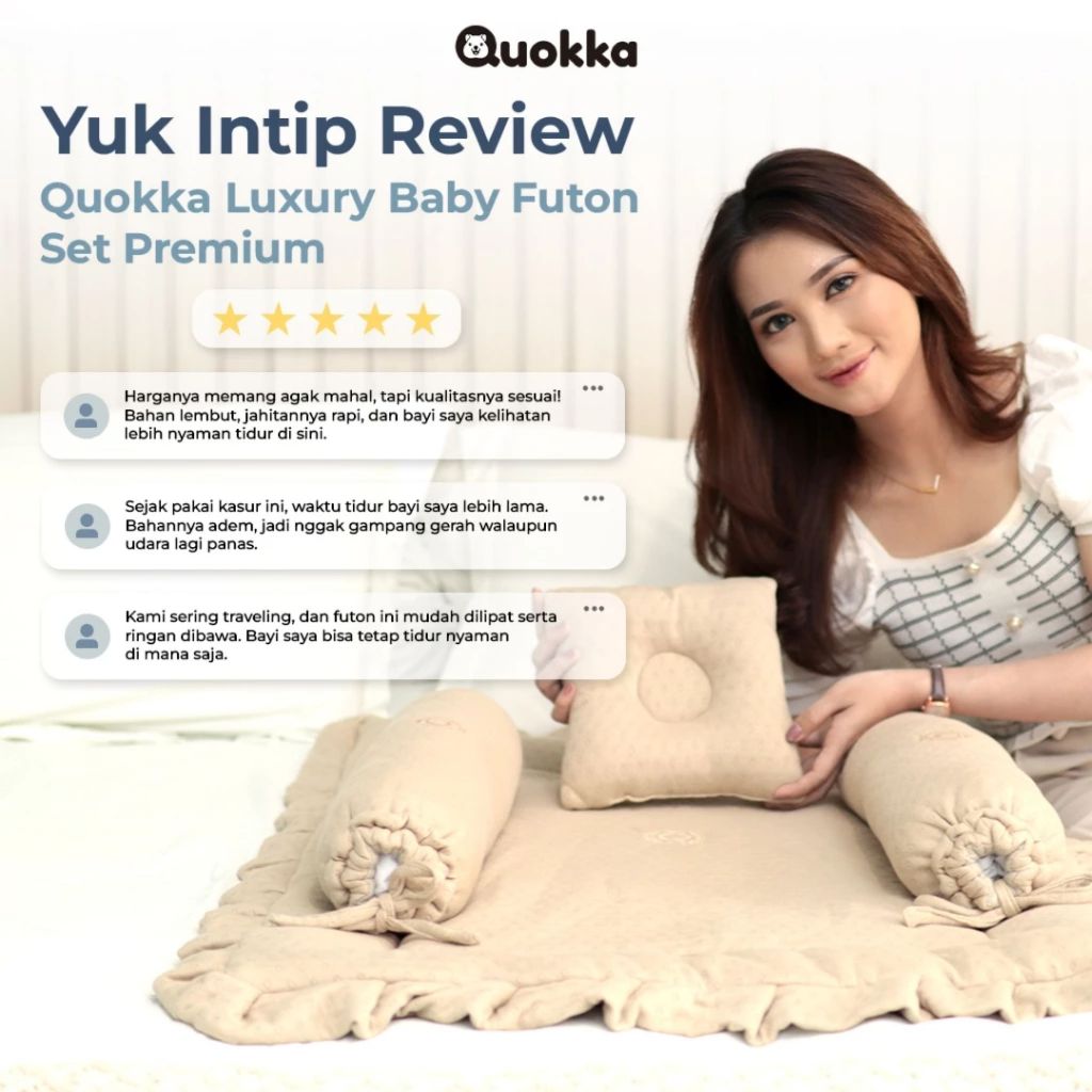 DISKON QUOKKA Luxury - Baby Futon Set Premium Matras Bayi Bantal Guling Set Anti Peang