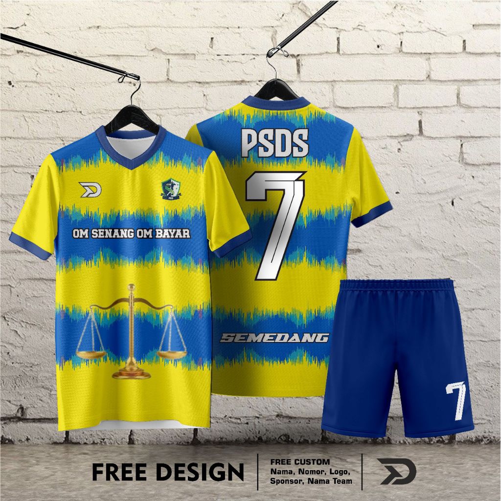 Jersey Futsal custom | Jersey Sepak Bola | Blue Flower Free Custom Name Set