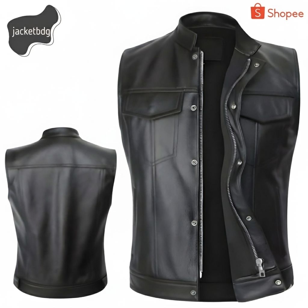 Rompi Kulit Pria Asli Domba Garut Original / Jaket Motor Touring Keren Tebal Anti Angin