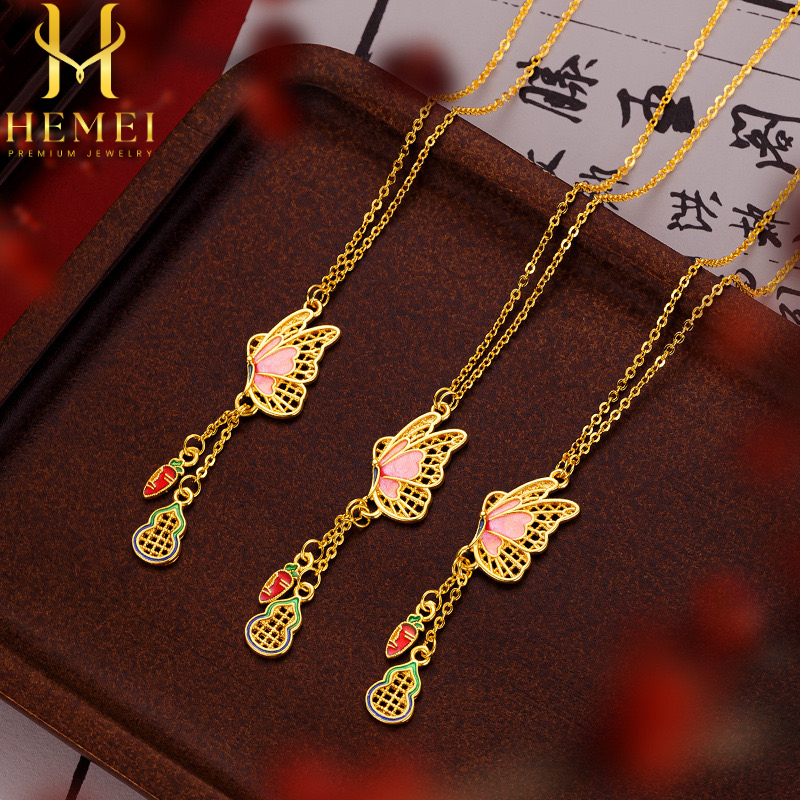 HEMEI KALUNG KUPU KUPU EMAS PALSU KALUNG FASHION WANITA KALUNG MEWAH PREMIUM