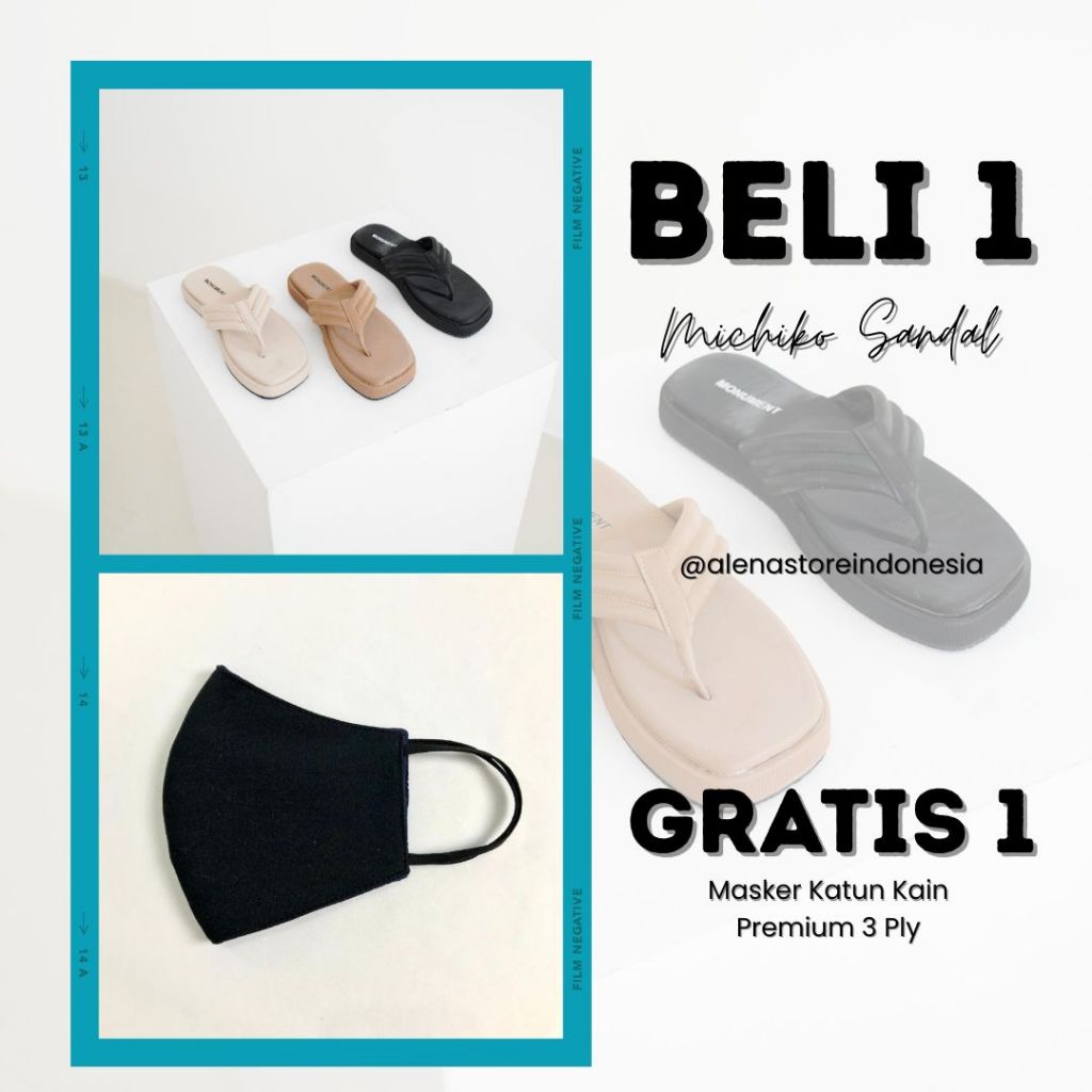 [BELI 1 GRATIS 1] ALENA Sandal Wanita Platform Tali Japit Simpel Elegan Kekinian Michiko-01 + Masker