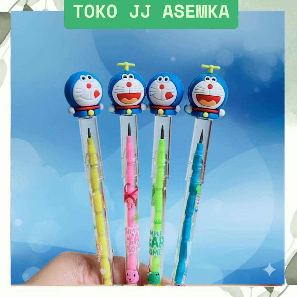 PENSIL SUSUN DORAEMON PENCIL BISA ISI ULANG BENSIA NOBITA ATK ANAK SEKOLAH LUCU UNIK GROSIRAN COD