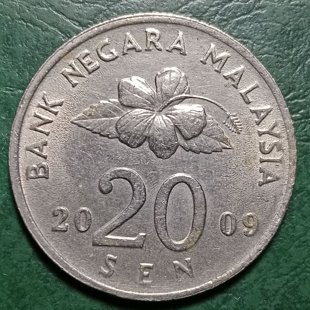 Koin Malaysia koleksi kuno sekeping 20 sen Tahun 2009