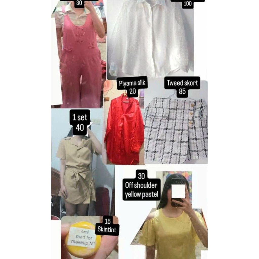 preloved baju organza stradivarius rok tweed overall sabrina