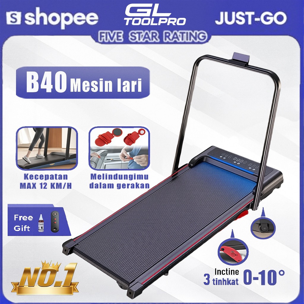 Treadmill Lipat Treadmill Electric Low Watt Treadmill Elektrik Incline Walking Pad Running