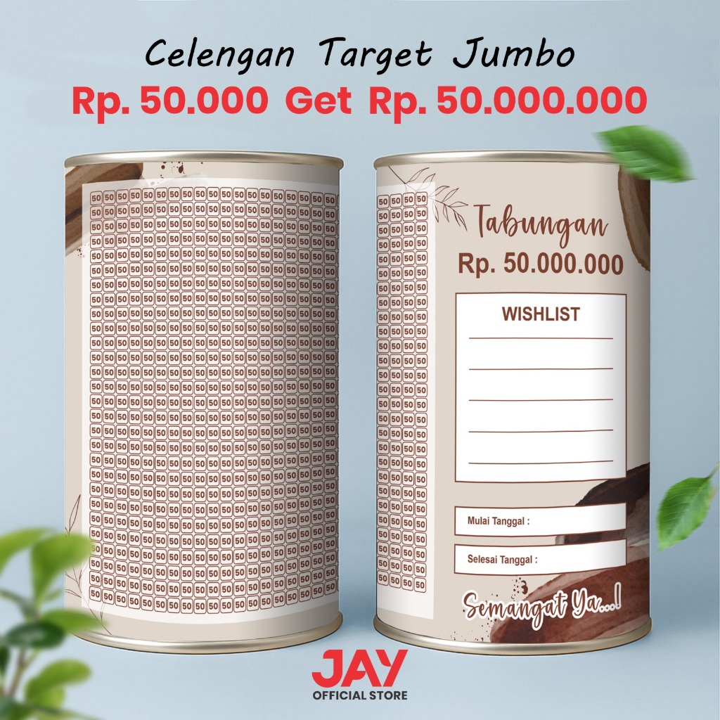 CELENGAN TARGET JUMBO VIRAL,CELENGAN AESTHETIC TARGET 1 JUTA 5 JUTA 10 JUTA [UKURAN JUMBO 20x10CM]