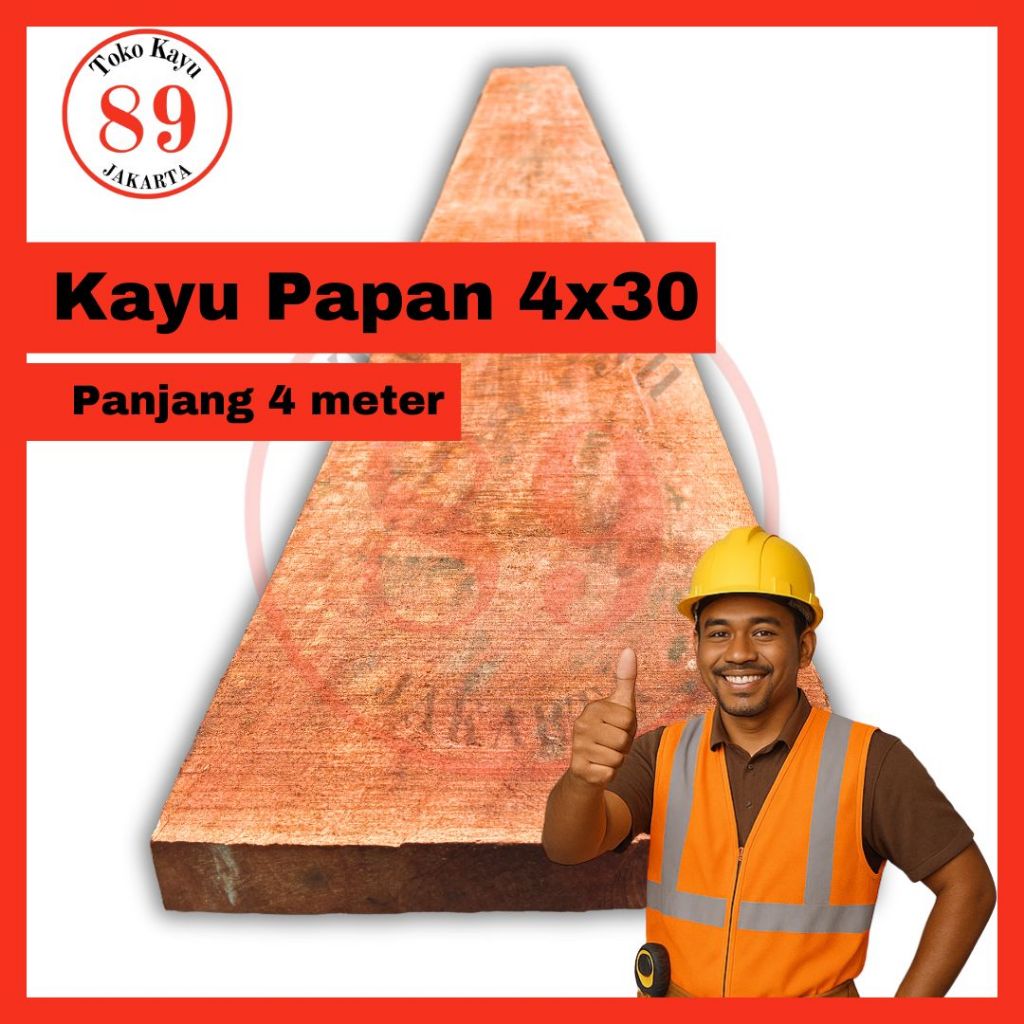 Kayu Papan 4x30 Kamper / Papan Tebal 4cm Meranti - panjang 4 meter