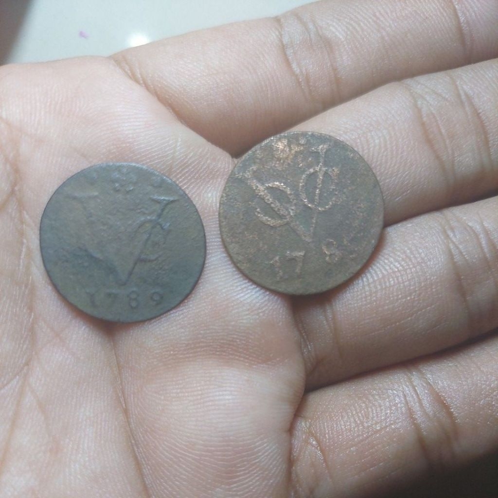 Totaln2 keping koin voc beda provinsi tahun sama 1789 asli