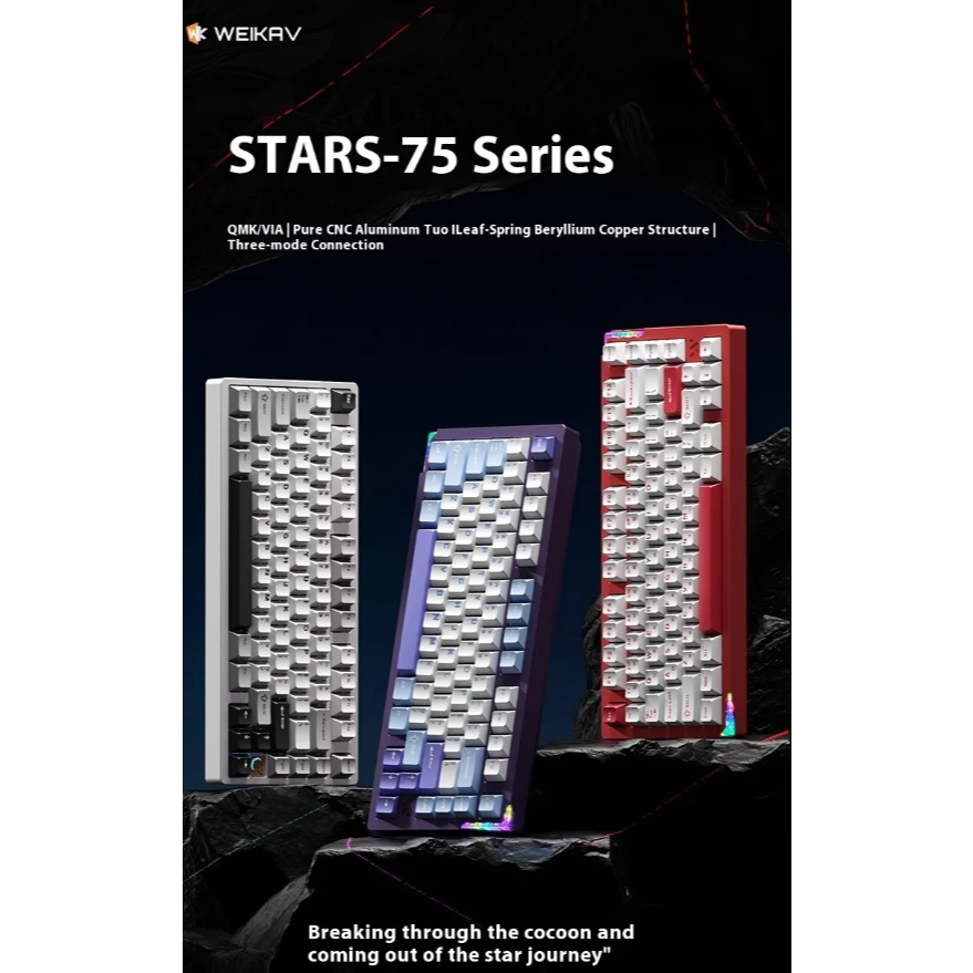 Mechanical Keyboard Weikav Stars75 Alumunium Barebone Wireless