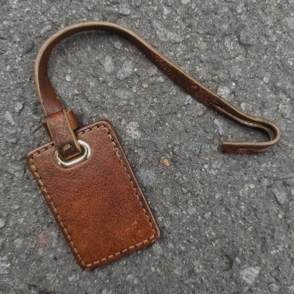 DONINI LEATHER ITALY NAME TAG COC KEY RING CHAIN GANCI GANTUNGAN KUNCI TAS BAG DRAW STRING SHOULDER 