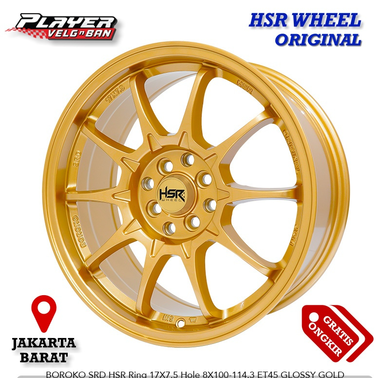Felek mobil racing Ring 17 gold untuk livina raize rocky Velg HSR BOROKO SRD R17 Pcd4X100/4X114,3
